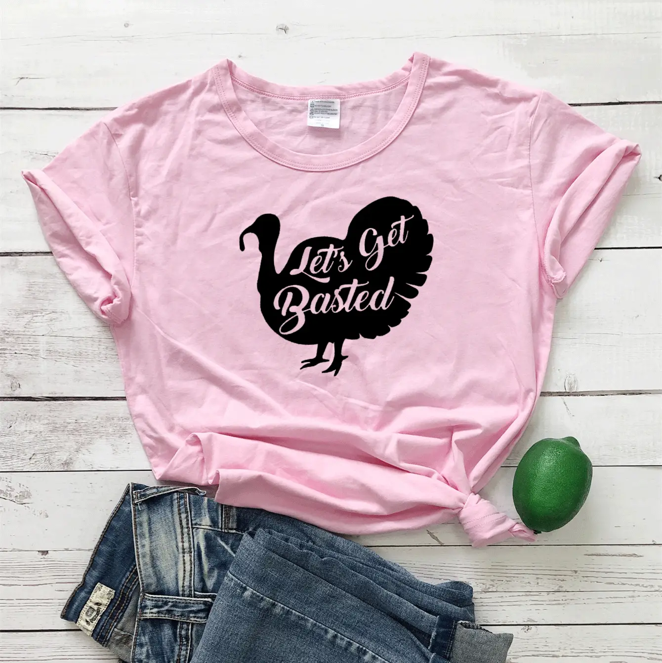 Turkey Themed T-Shirt Let's Get Basted Yellow