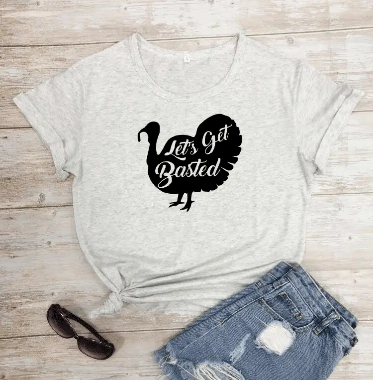 Turkey Themed T-Shirt Let's Get Basted Yellow