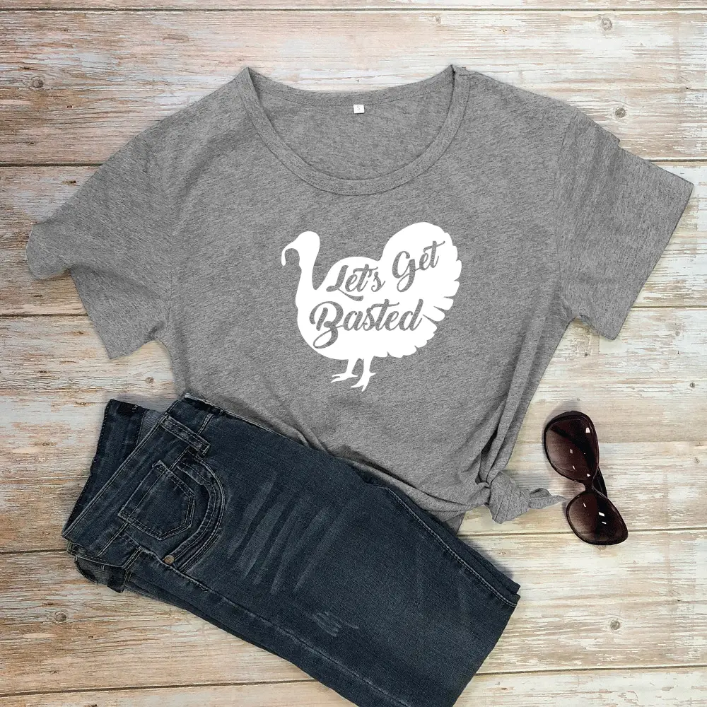 Turkey Themed T-Shirt Let's Get Basted Yellow