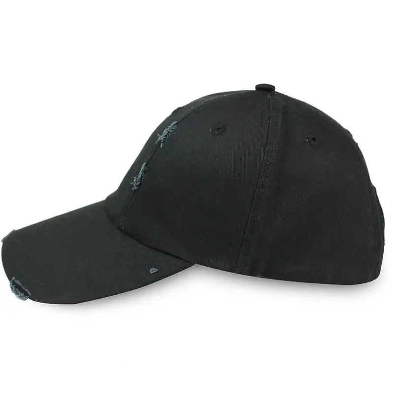 Men Black Cotton Baseball Cap Casual Outdoor Sports