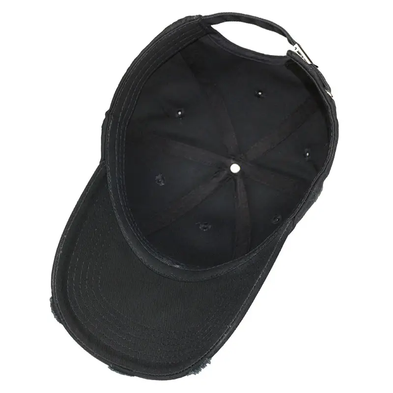 Men Black Cotton Baseball Cap Casual Outdoor Sports