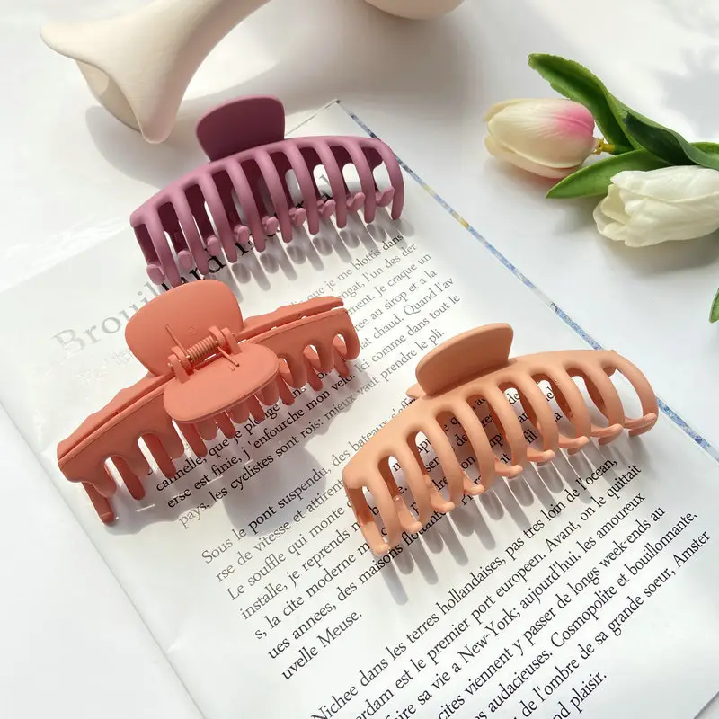 Cross-border Hair Clips Women Sweet Frosted Big Clip Solid Color