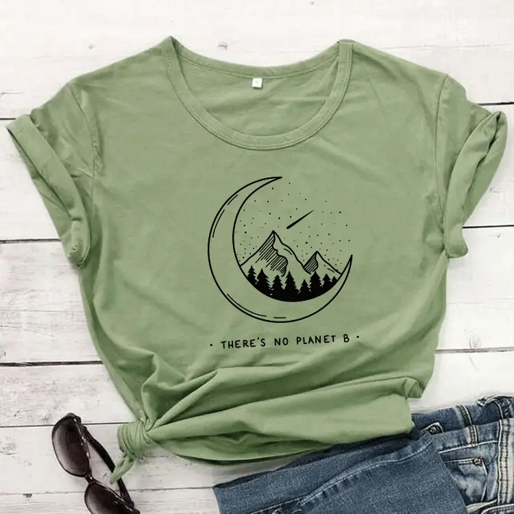Short Sleeve Moon Mountain T-Shirt with "No Planet B" Design - Image 4
