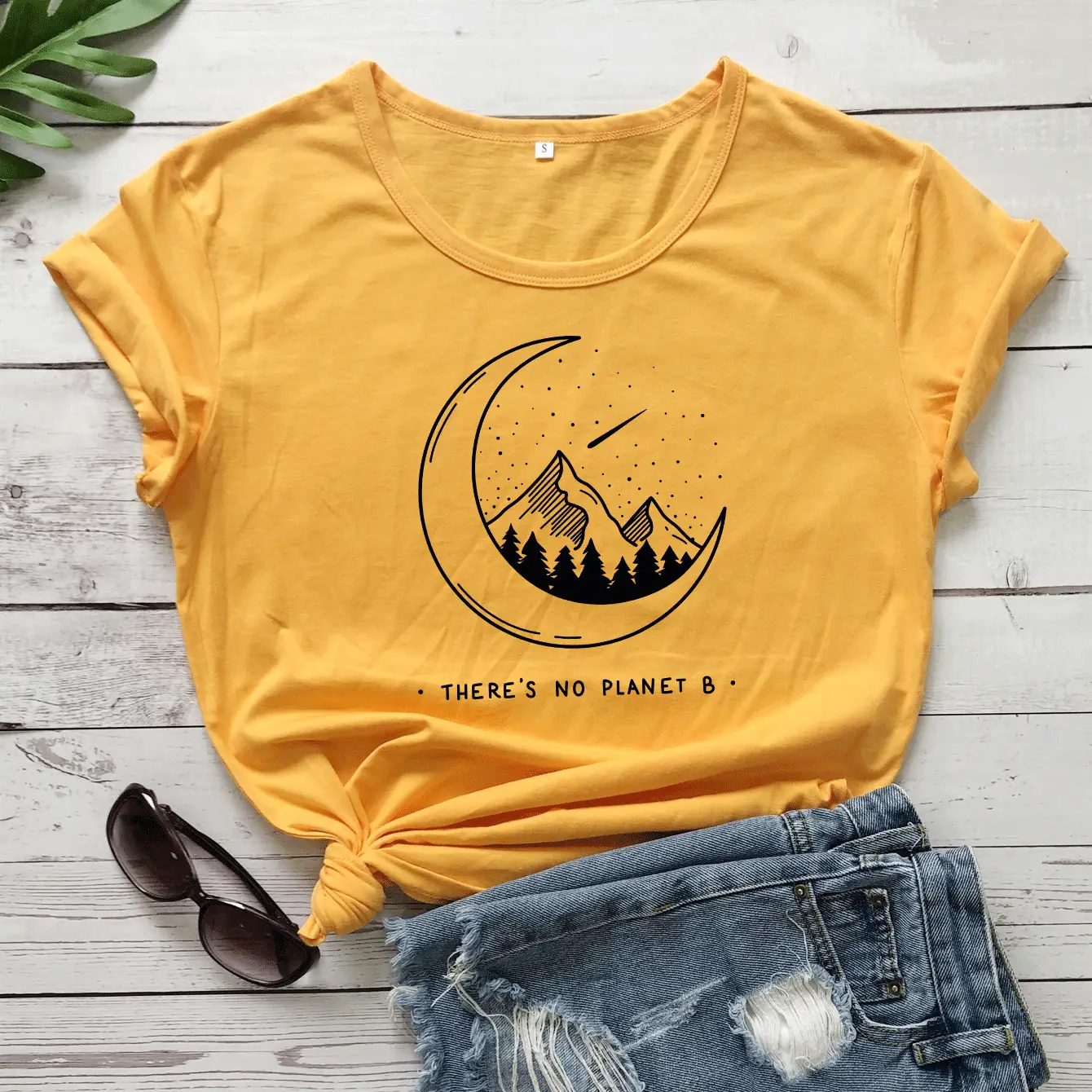 Short Sleeve Moon Mountain T-Shirt with "No Planet B" Design - Image 5