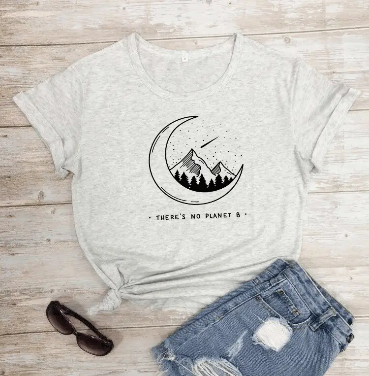 Short Sleeve Moon Mountain T-Shirt with "No Planet B" Design - Image 7