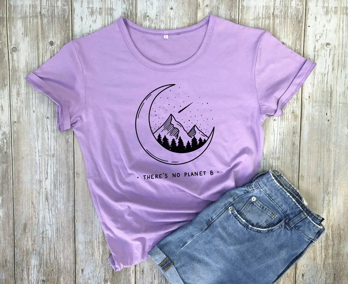 Short Sleeve Moon Mountain T-Shirt with "No Planet B" Design - Image 8