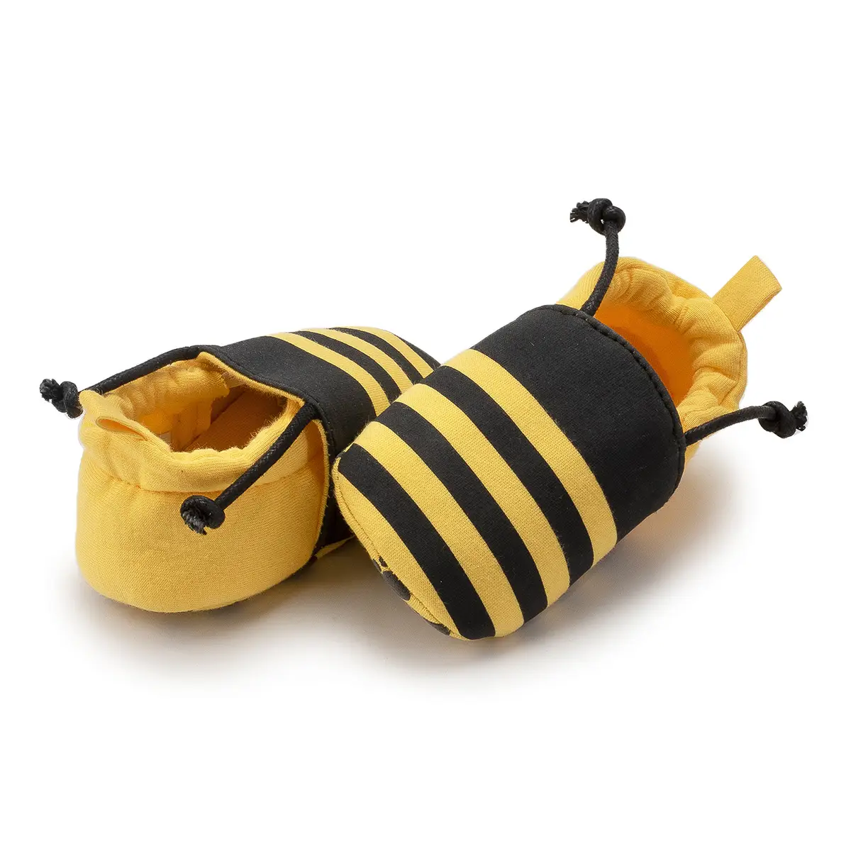 Black Cartoon Baby Slippers with Cute Face Design