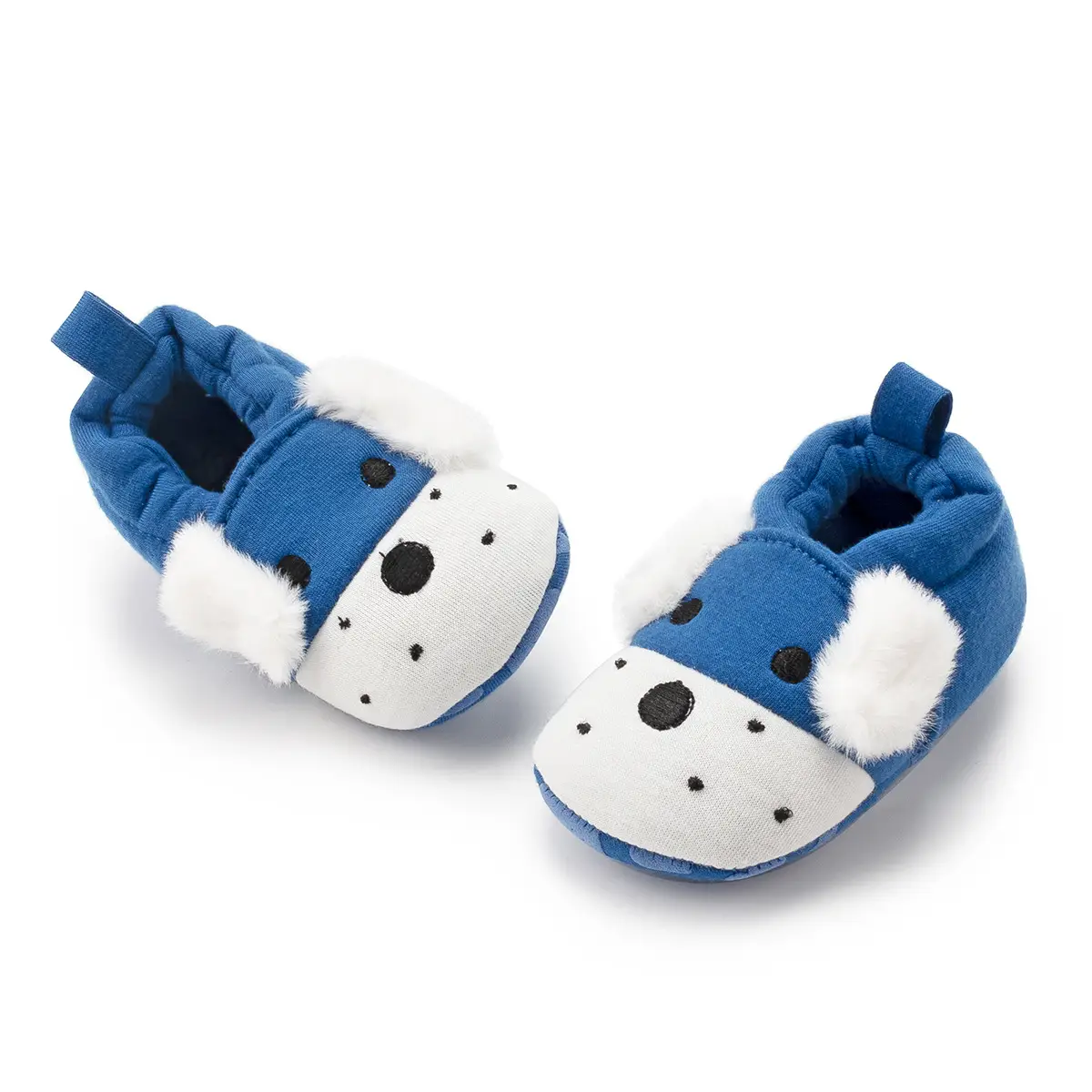 Black Cartoon Baby Slippers with Cute Face Design