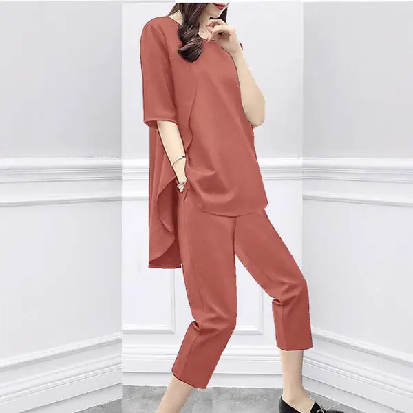 2026 Women Black Loose Slimming Casual Capri Pants Set - Image 6