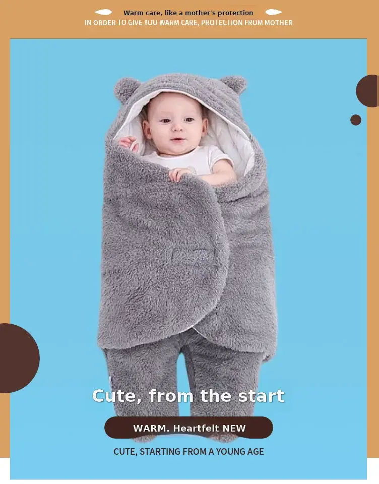 Pink Rabbit-Eared Baby Sleeping Bag Split Leg Swaddle — feature 35