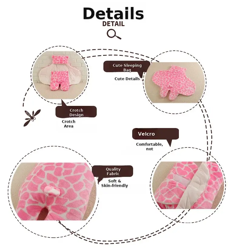 Pink Rabbit-Eared Baby Sleeping Bag Split Leg Swaddle — feature 39