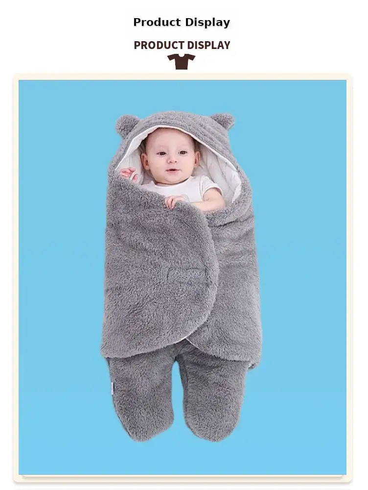 Pink Rabbit-Eared Baby Sleeping Bag Split Leg Swaddle — feature 43
