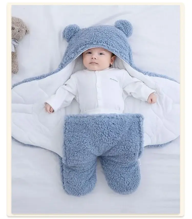 Pink Rabbit-Eared Baby Sleeping Bag Split Leg Swaddle — feature 44