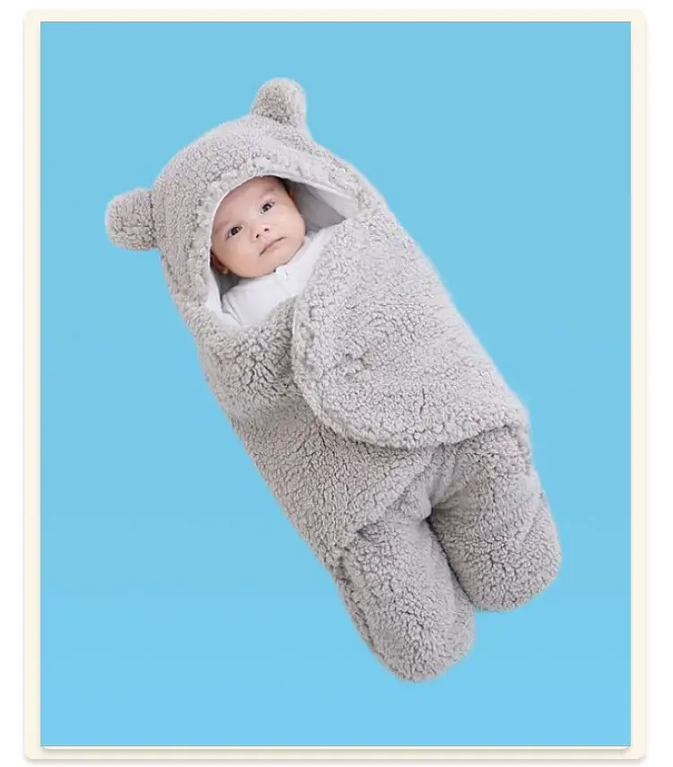 Pink Rabbit-Eared Baby Sleeping Bag Split Leg Swaddle — feature 45