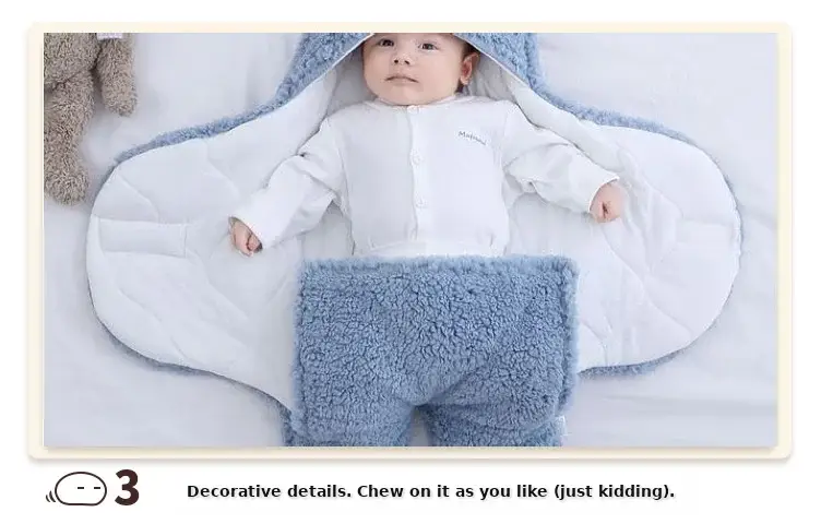 Pink Rabbit-Eared Baby Sleeping Bag Split Leg Swaddle — feature 49
