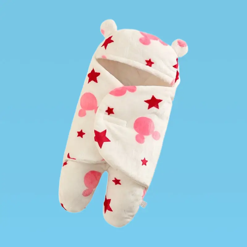 Pink Rabbit-Eared Baby Sleeping Bag Split Leg Swaddle - Image 11