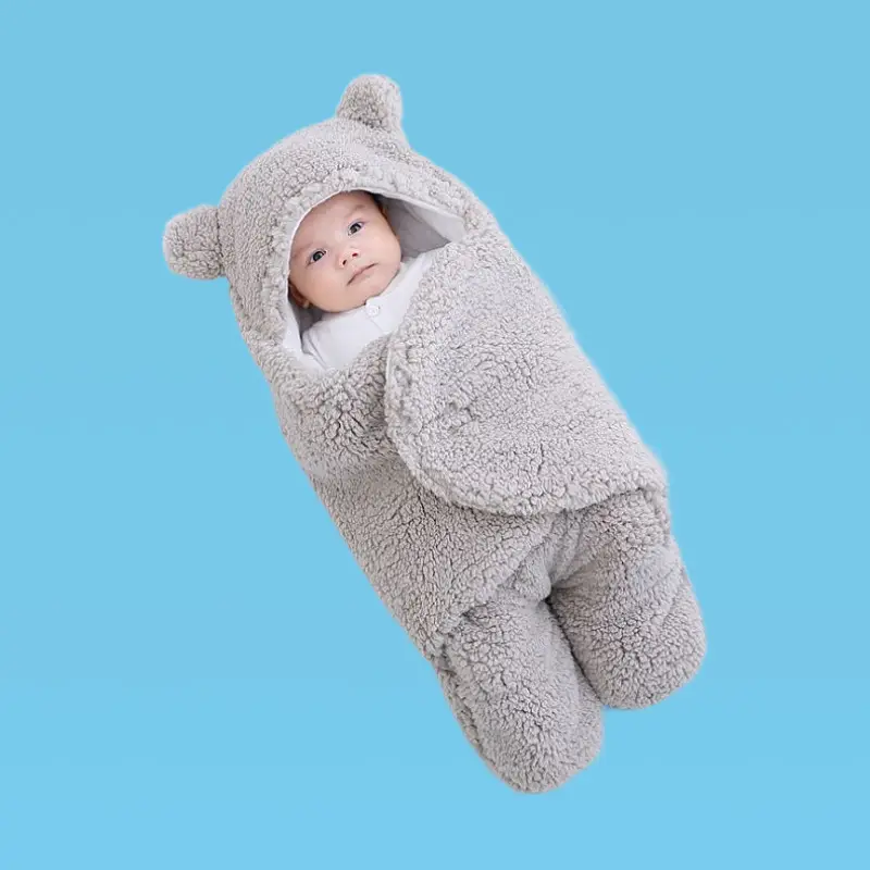 Pink Rabbit-Eared Baby Sleeping Bag Split Leg Swaddle - Image 12
