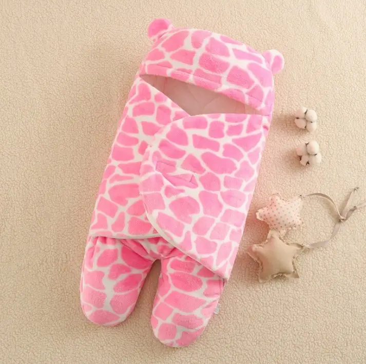 Pink Rabbit-Eared Baby Sleeping Bag Split Leg Swaddle - Image 13