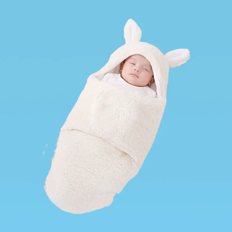 Pink Rabbit-Eared Baby Sleeping Bag Split Leg Swaddle - Image 15