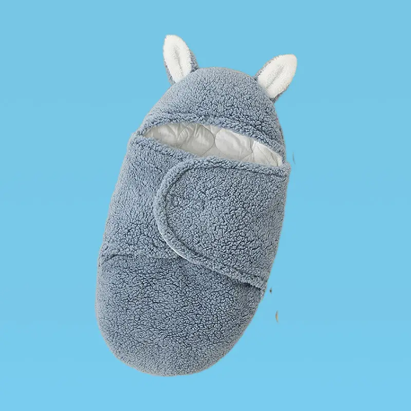 Pink Rabbit-Eared Baby Sleeping Bag Split Leg Swaddle - Image 16