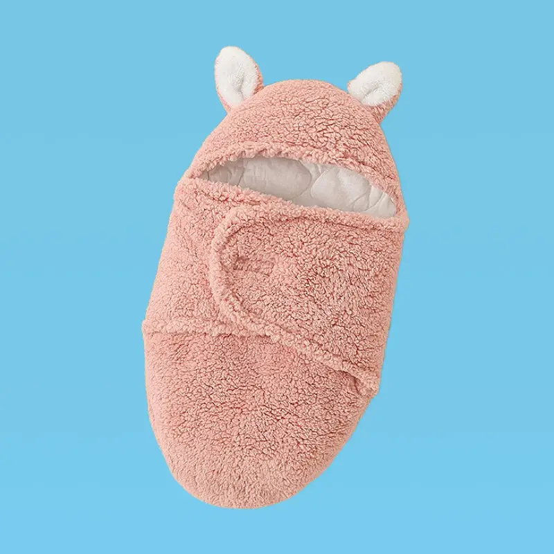 Pink Rabbit-Eared Baby Sleeping Bag Split Leg Swaddle - Image 17