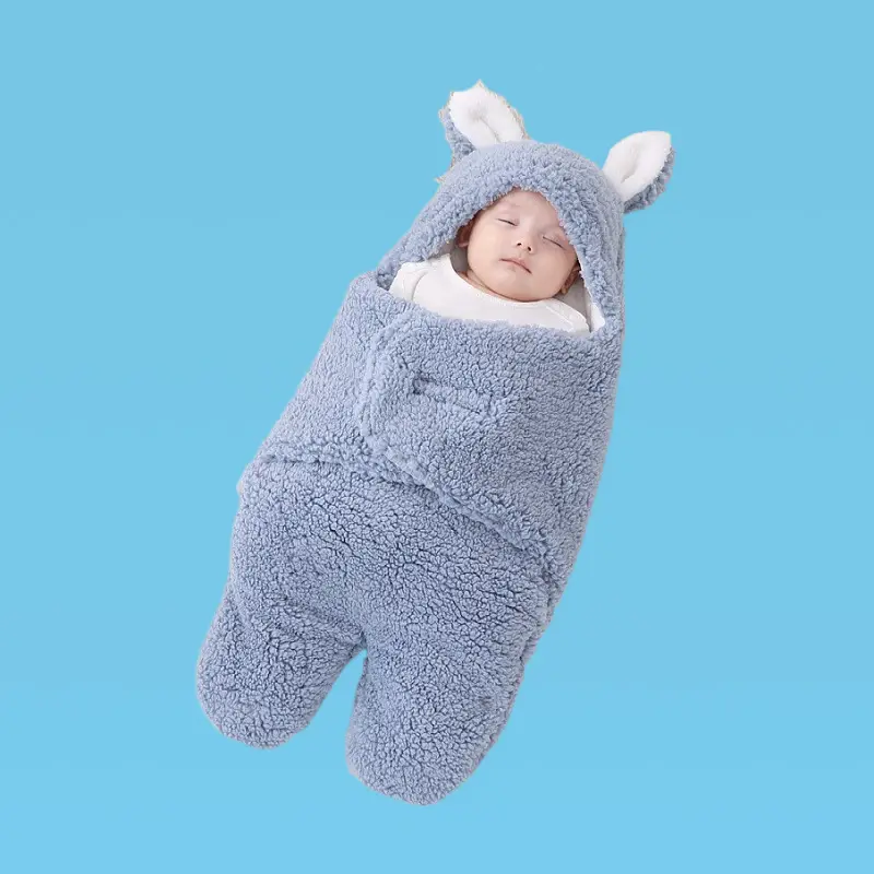 Pink Rabbit-Eared Baby Sleeping Bag Split Leg Swaddle - Image 18