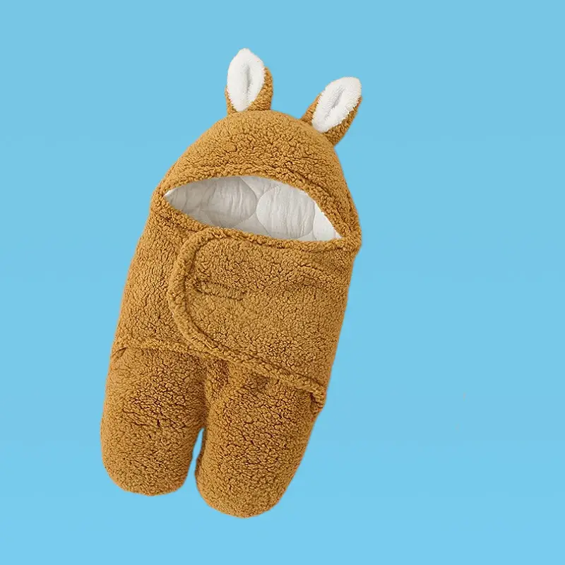 Pink Rabbit-Eared Baby Sleeping Bag Split Leg Swaddle - Image 19