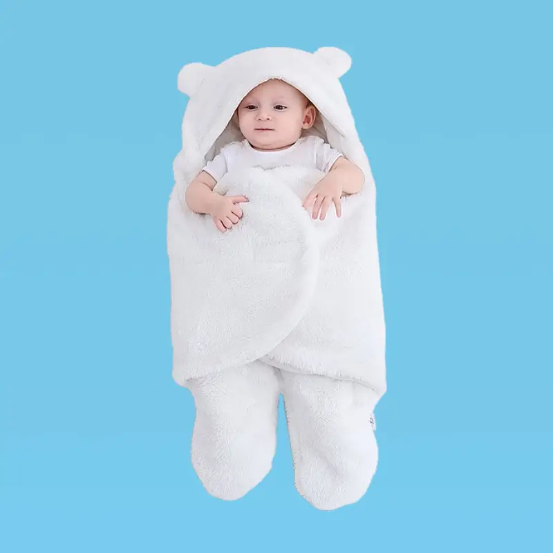 Pink Rabbit-Eared Baby Sleeping Bag Split Leg Swaddle - Image 2
