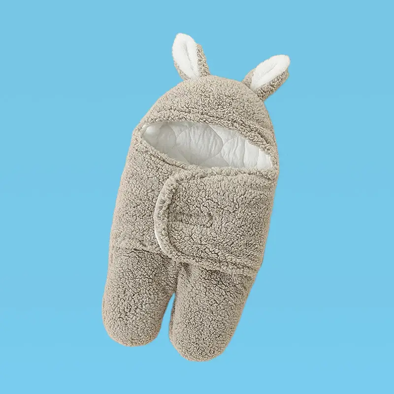 Pink Rabbit-Eared Baby Sleeping Bag Split Leg Swaddle - Image 21