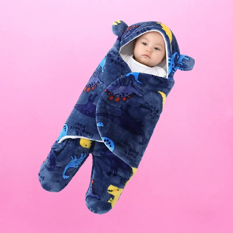 Pink Rabbit-Eared Baby Sleeping Bag Split Leg Swaddle - Image 26