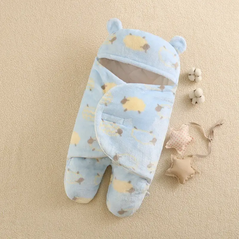 Pink Rabbit-Eared Baby Sleeping Bag Split Leg Swaddle - Image 28