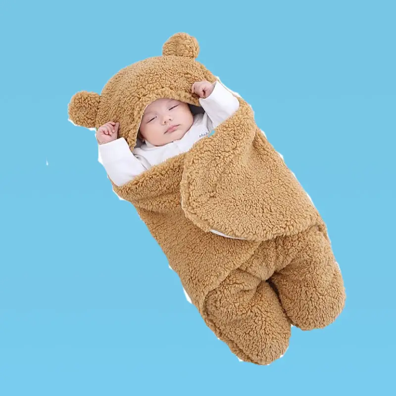 Pink Rabbit-Eared Baby Sleeping Bag Split Leg Swaddle - Image 3