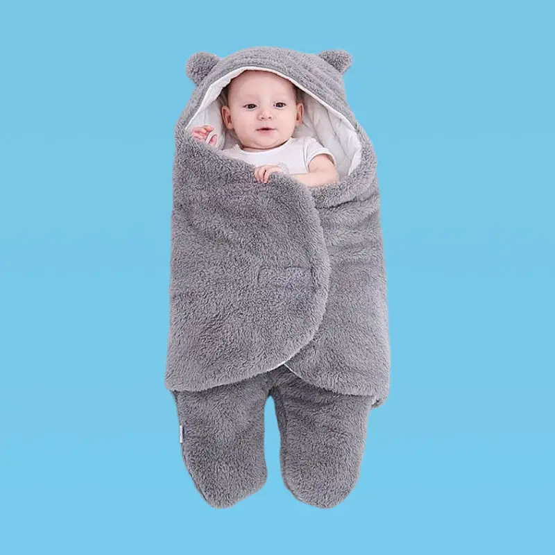 Pink Rabbit-Eared Baby Sleeping Bag Split Leg Swaddle - Image 4