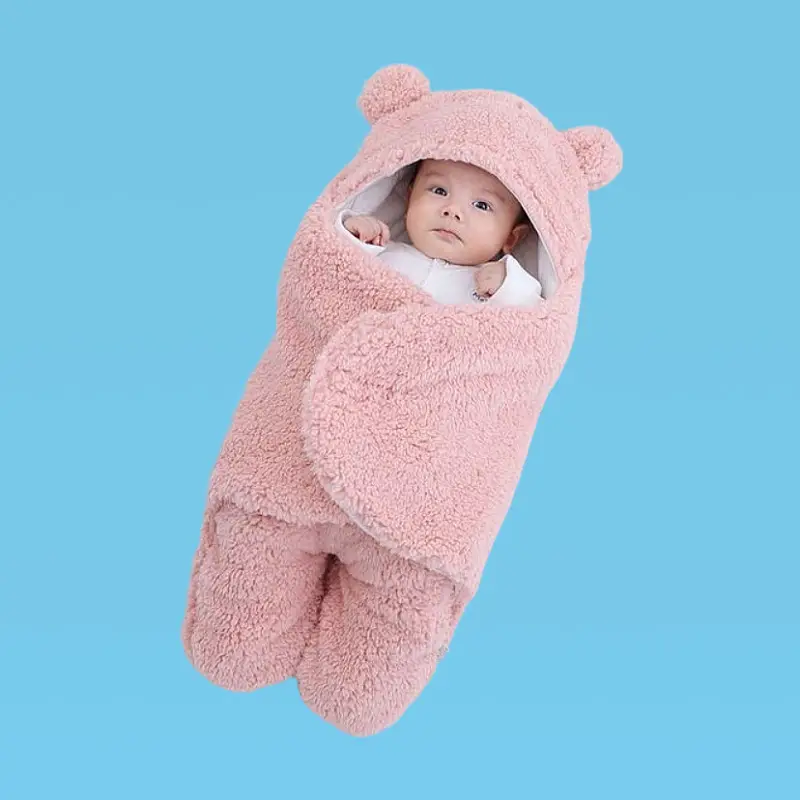 Pink Rabbit-Eared Baby Sleeping Bag Split Leg Swaddle - Image 5