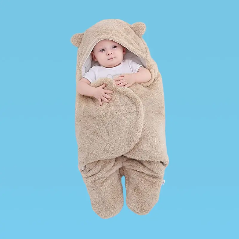 Pink Rabbit-Eared Baby Sleeping Bag Split Leg Swaddle - Image 6