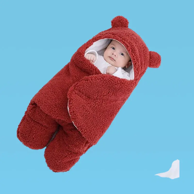 Pink Rabbit-Eared Baby Sleeping Bag Split Leg Swaddle - Image 7