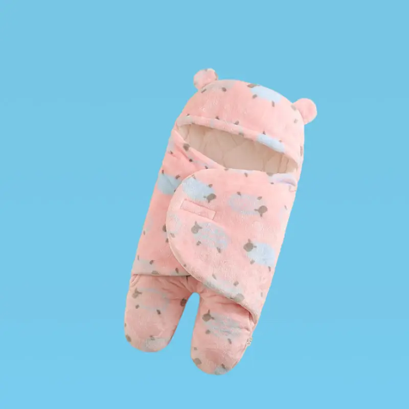 Pink Rabbit-Eared Baby Sleeping Bag Split Leg Swaddle - Image 9