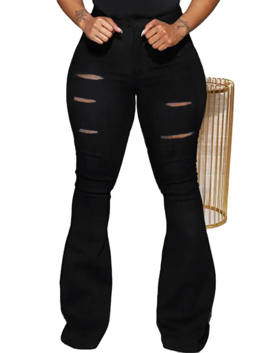 High Waist Slim Fit Micro-Pants with Flower Hole Design - Image 8