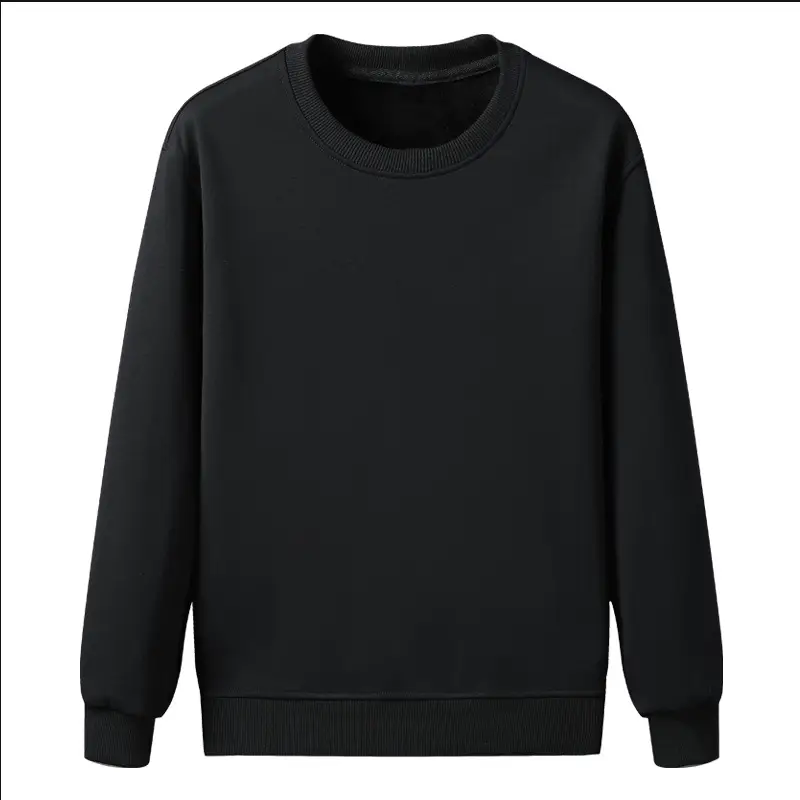 Solid Color Fleece Sweatshirt for Men, Hooded, Thickened, Autumn Warm Pullover, Crew Neck Top, Korean Style, Winter Fleece-Lined for Warmth