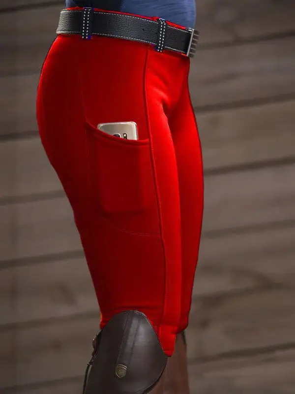 Equestrian Red Pants Elastic Hip Lift 2025 Spring Autumn