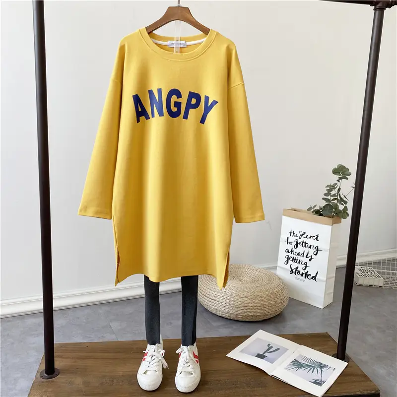Pregnant Women's Long Sleeve T-Shirt Blue White Loose Fit Korean Style - Image 3