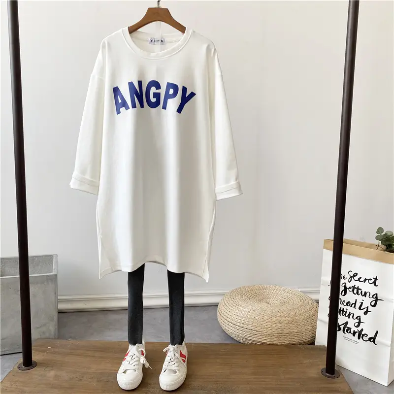 Pregnant Women's Long Sleeve T-Shirt Blue White Loose Fit Korean Style — feature 4