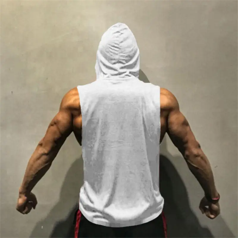 MG Men's Blue Hooded Sleeveless T-Shirt - Image 7