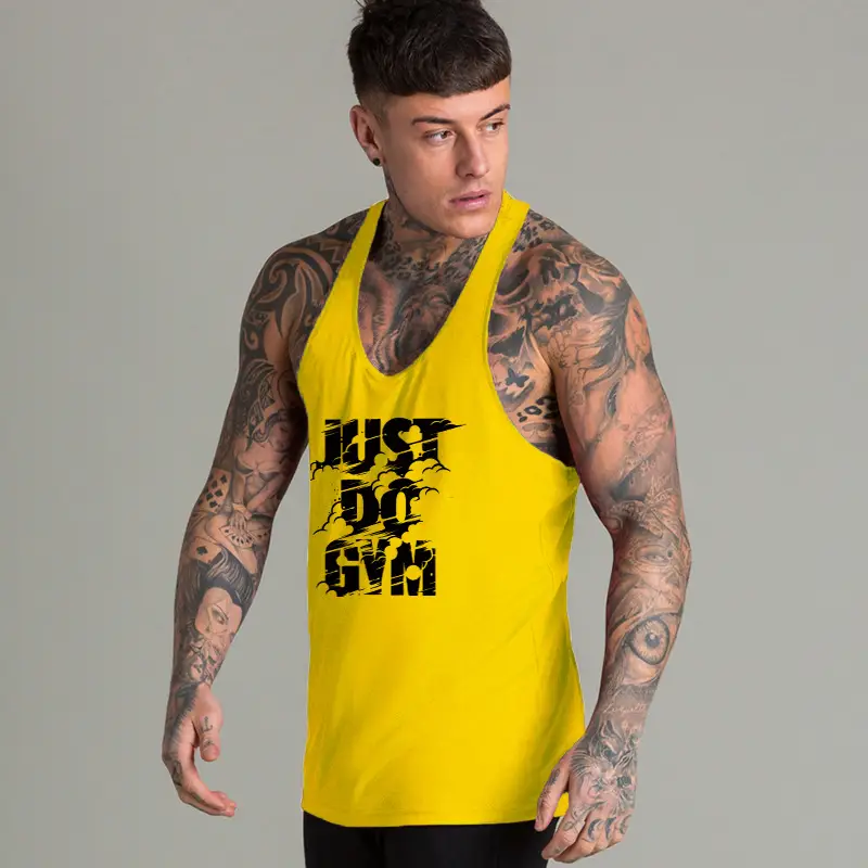 Men Red Printed Muscle Vests Slim Fit - Image 2