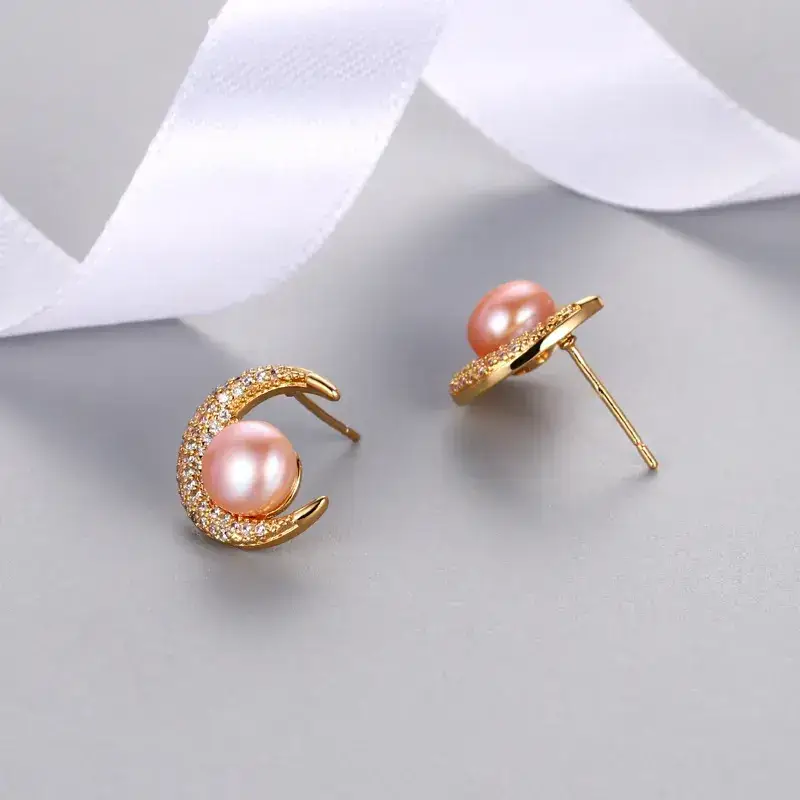 Japanese Moon Pearl Earrings for Women Wholesale - Image 2