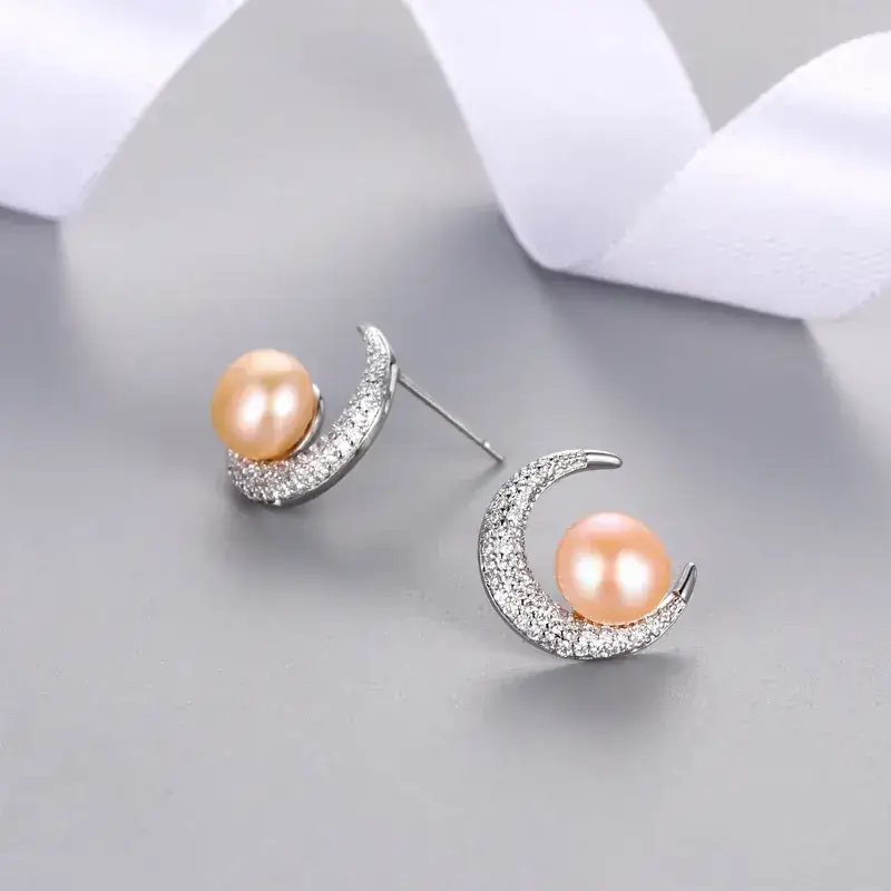 Japanese Moon Pearl Earrings for Women Wholesale - Image 5