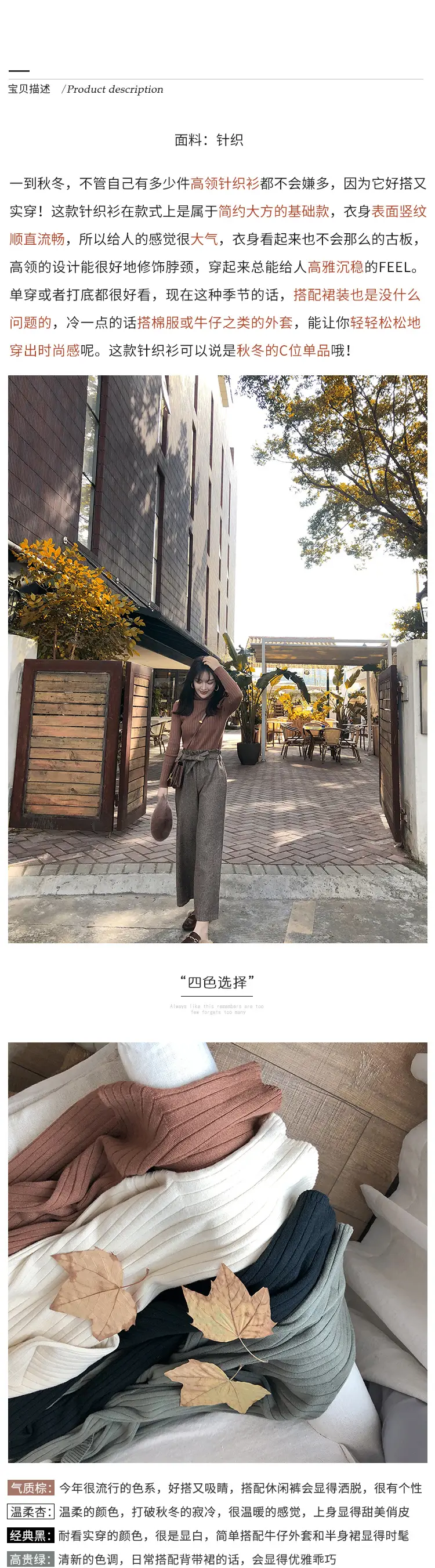 Women's Knitted Turtleneck Sweater Outerwear — feature 1
