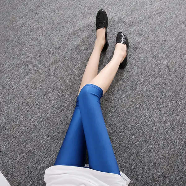 Plus Size Stretchable Blue Slim Fit Leggings - Image 12