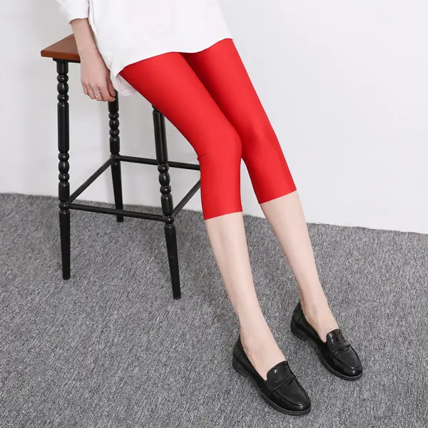 Plus Size Stretchable Blue Slim Fit Leggings - Image 3