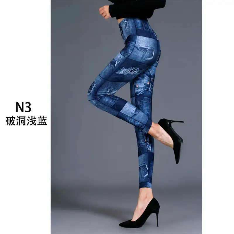 Women Printed Leggings N2 Grey Butterfly Design - Image 18